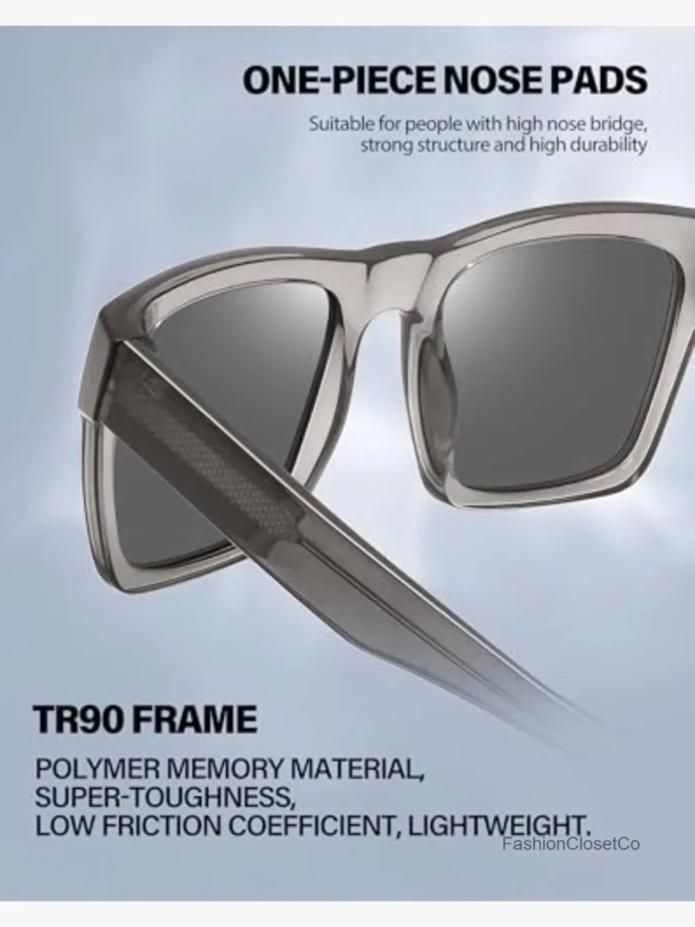 Large Polarized Square Sunglasses Acetate UV400 Protection Unisex